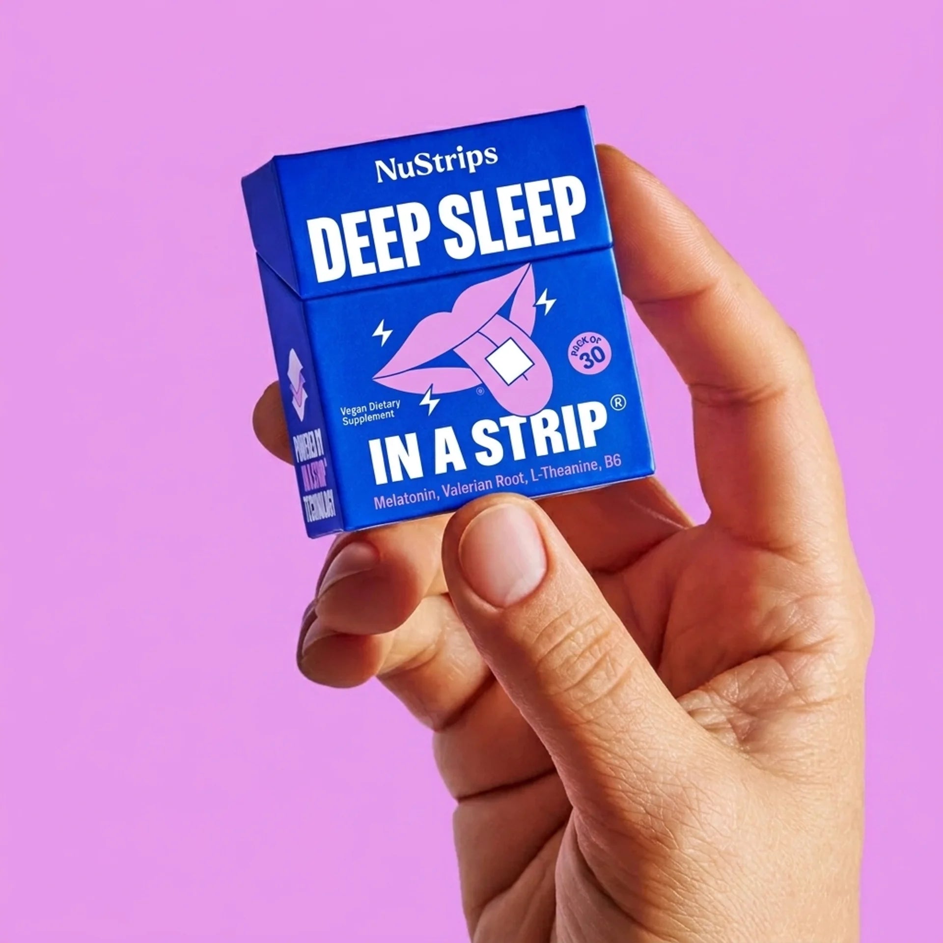 Customer holding a NuStrips Sleep box
